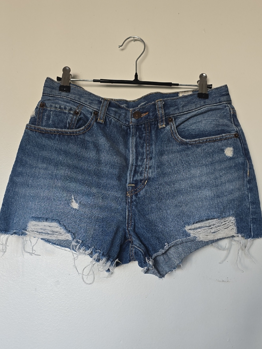 We The Free Medium Blue Distressed Denim Cutoff Shorts